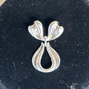 RETIRED KABANA RIBBON BOW  PENDANT/ENHANCER IN STERLING SILVER 925